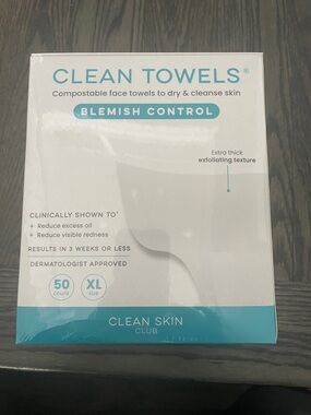 Blemish Control Compostable Face Towels - White Clean Towels 50 ct NIB